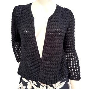 Vintage Handmade Cardigan Sweater Open Front Chunky Popcorn Knit Old‎ Money  M